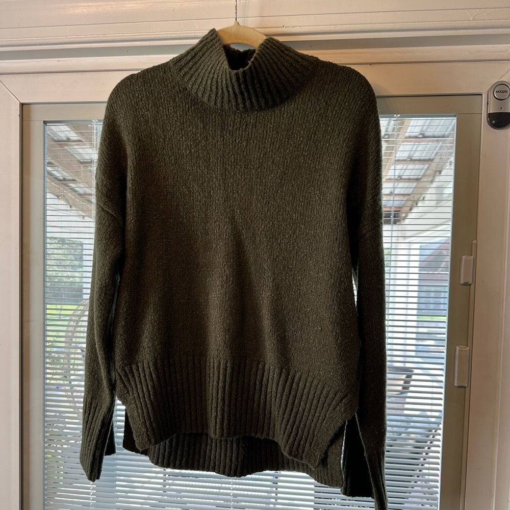 Frame Dark Olive Turtleneck Sweater